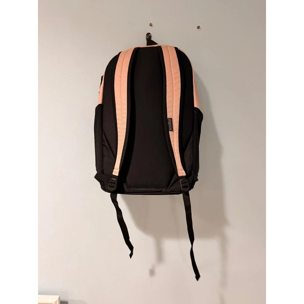Jansport Backpack Peach Pink Black School Travel Bag with Laptop Sleeve